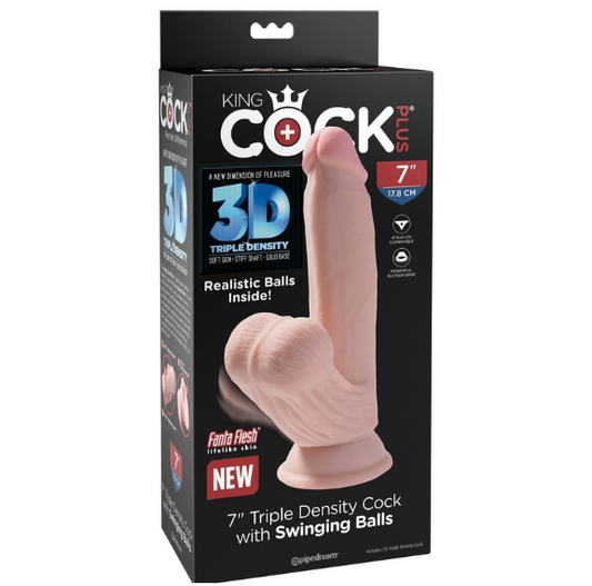 King Cock Plus 7″ Triple Density Cock With Swinging Balls