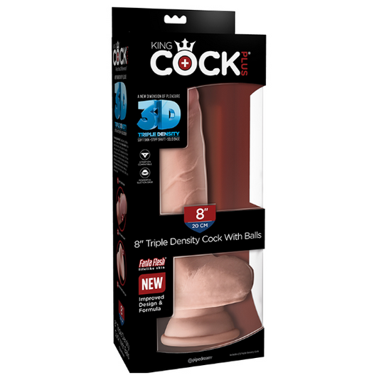King Cock Plus 8 Triple Density Cock with Balls Beige