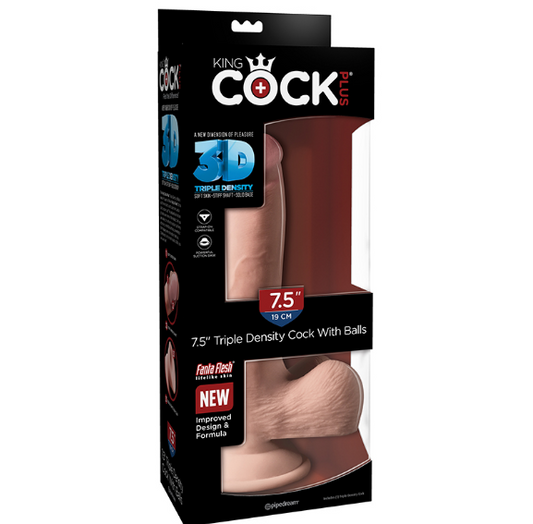 King Cock Plus 7.5 Triple Density Cock with Balls Beige
