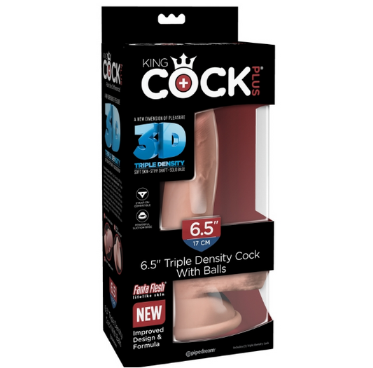 King Cock Plus 6.5 Triple Density Cock with Balls Beige