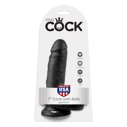King Cock 7″ Cock with Balls Black