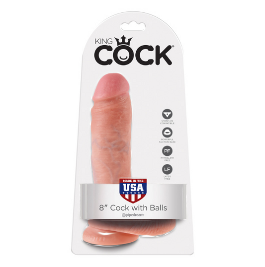 King Cock 8″ Cock with Balls Beige