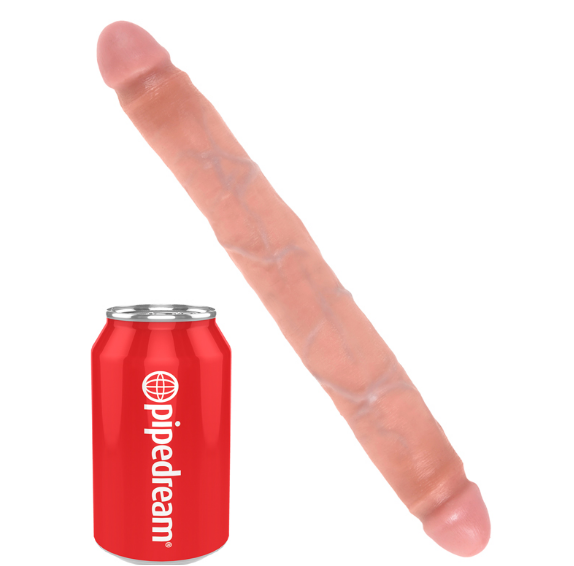 King Cock 12″ Slim Double Dildo Beige with Realistic Detailing