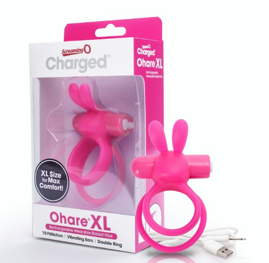 Charged Ohare XL – Rechargeable Rabbit Ring with dual rings and flexible vibrating bunny ears