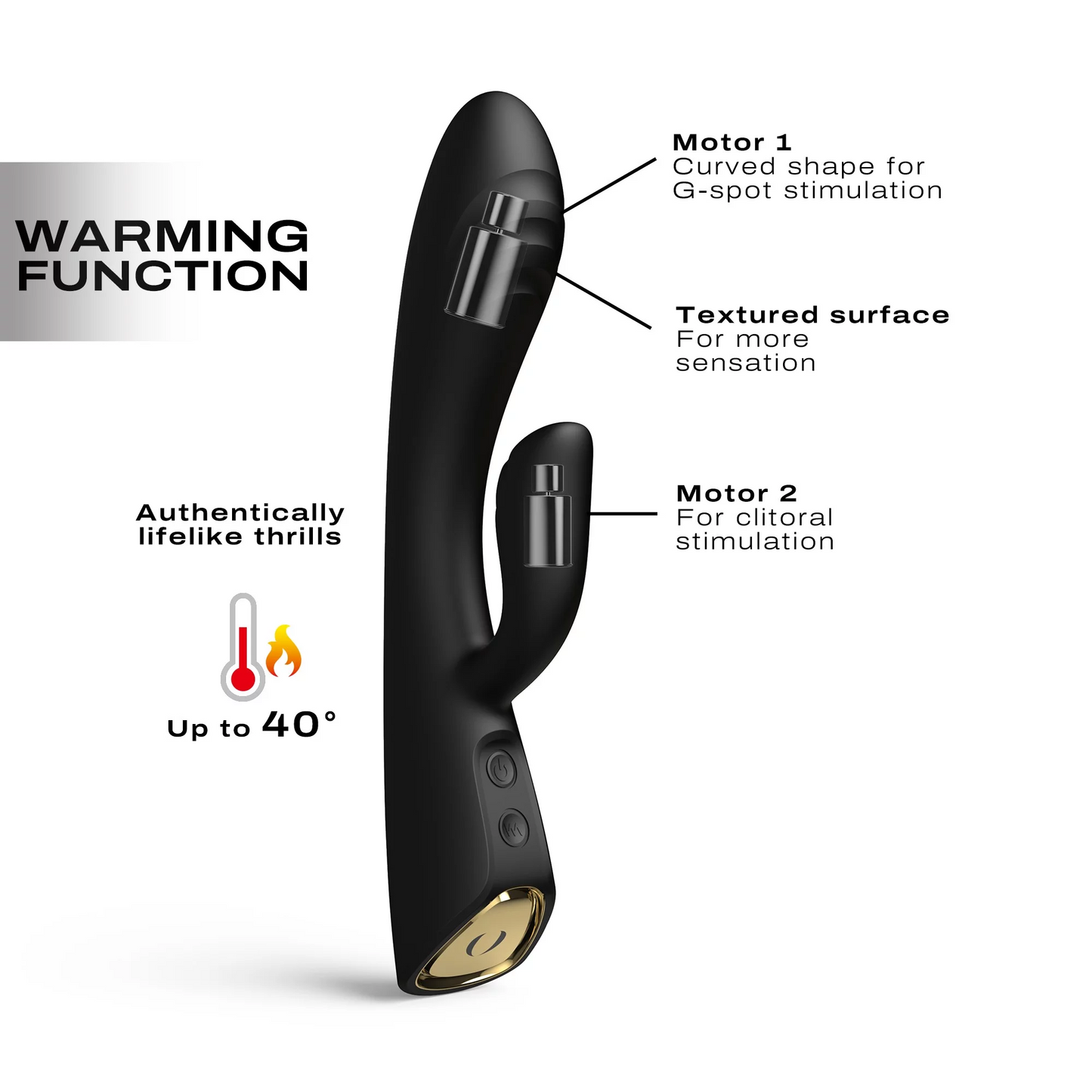 Dorcel Flexi Rabbit Warming Vibrator shown bent to emphasize flexibility