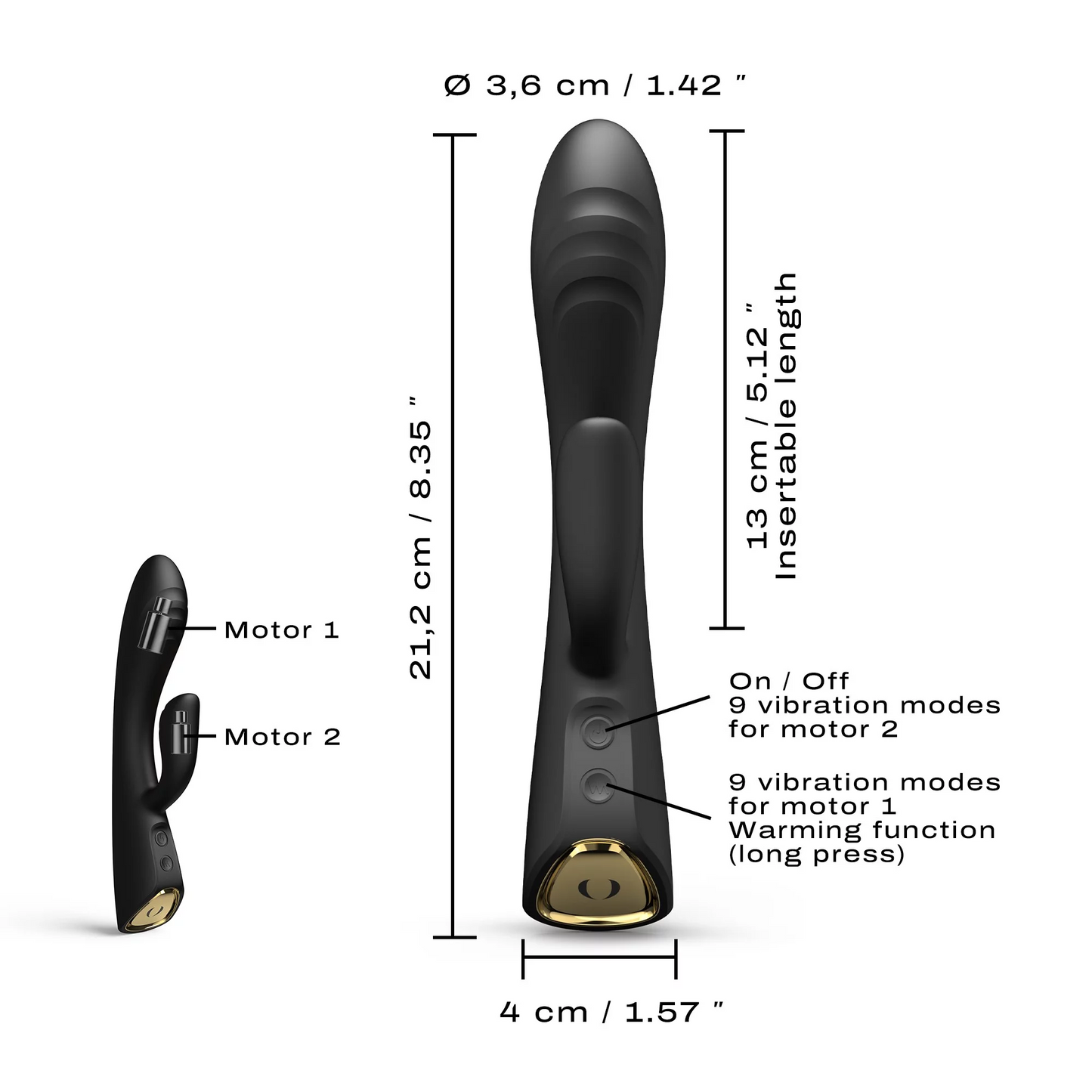 Dorcel Flexi Rabbit Warming Vibrator shown bent to emphasize flexibility
