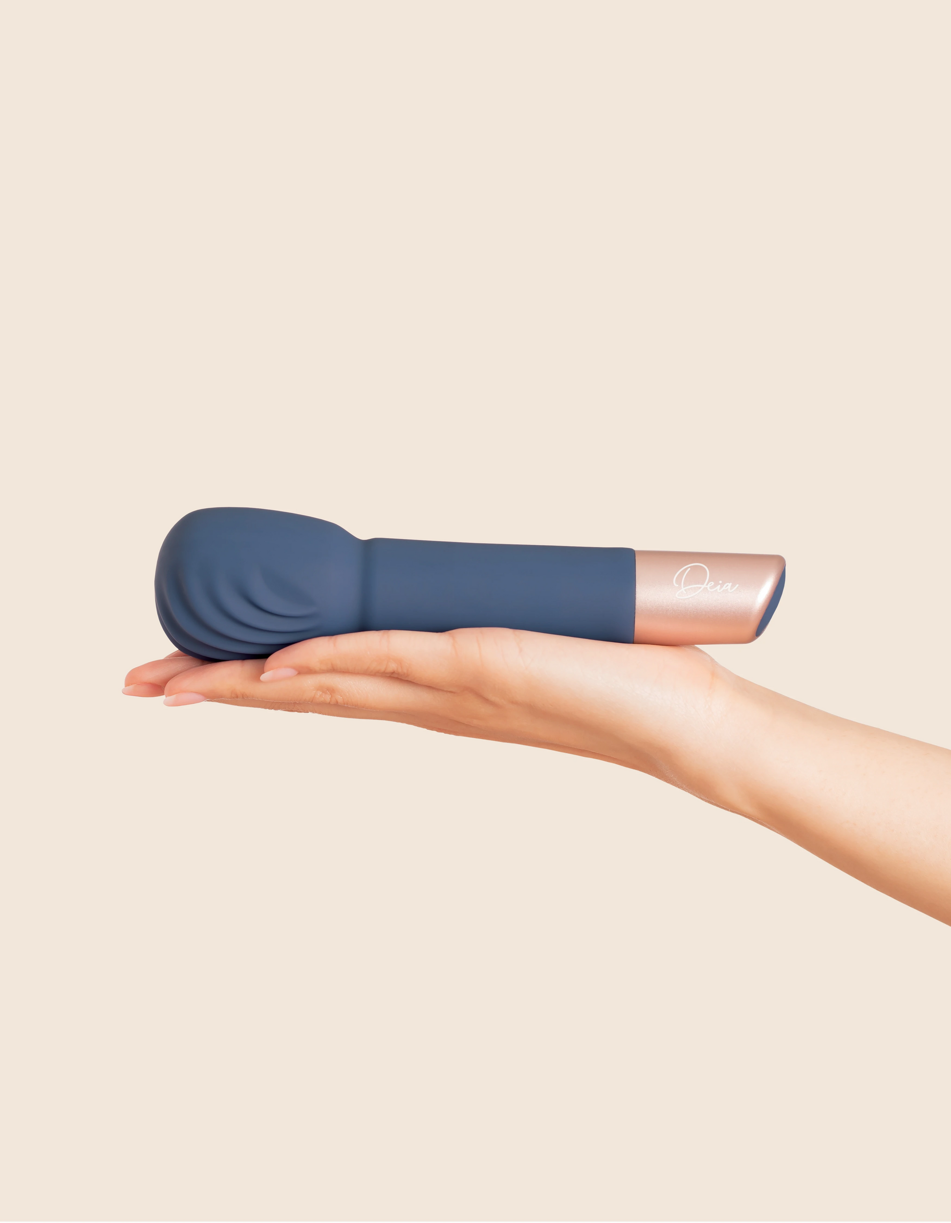 Deia Wand Massager with dual-density silicone head and sleek design