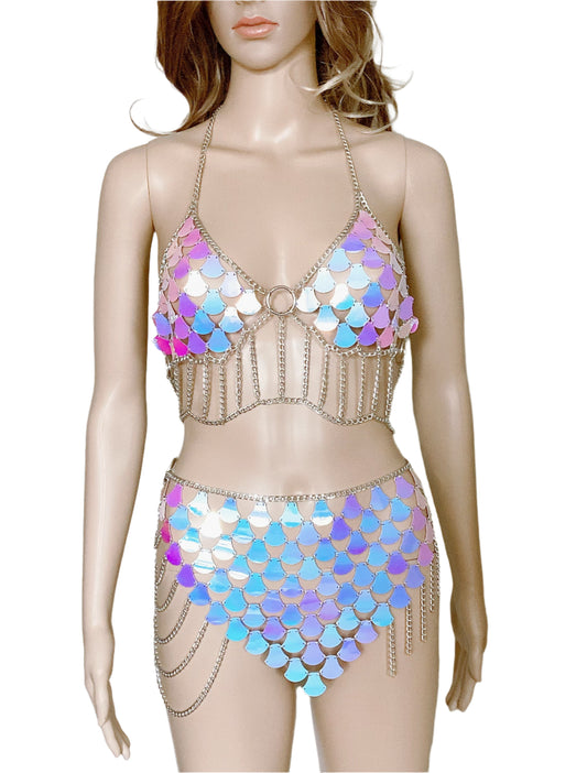 Holographic Chainmail Bikini Set