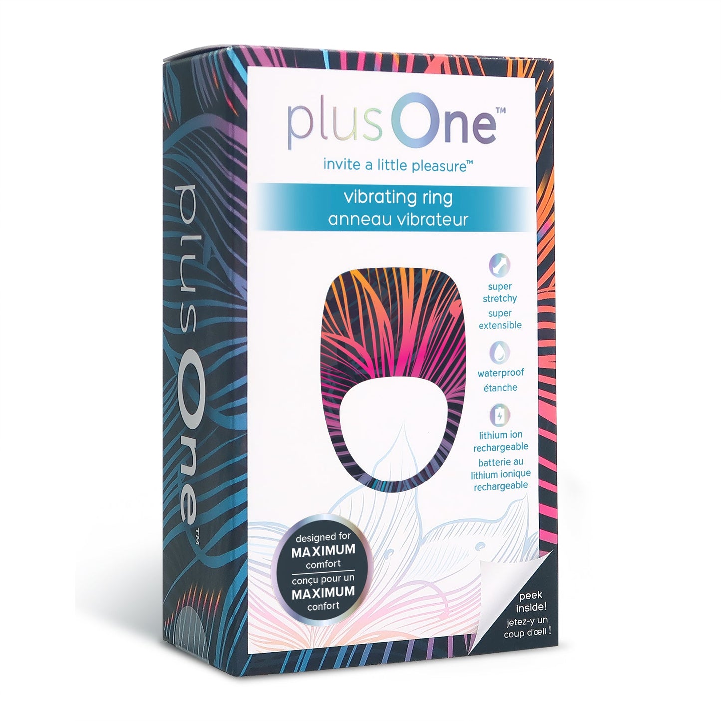 PlusOne Vibrating Ring front view with wide stimulation head