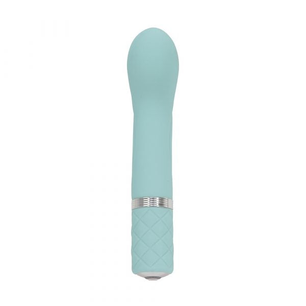 BMS Factory Pillow Talk Racy Mini Massager – Teal, G-Spot Silicone Vibrator with Swarovski Button