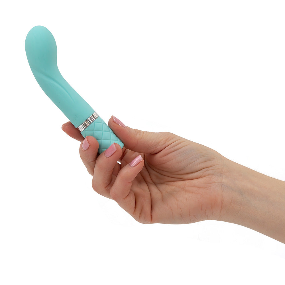 BMS Factory Pillow Talk Racy Mini Massager – Teal, G-Spot Silicone Vibrator with Swarovski Button