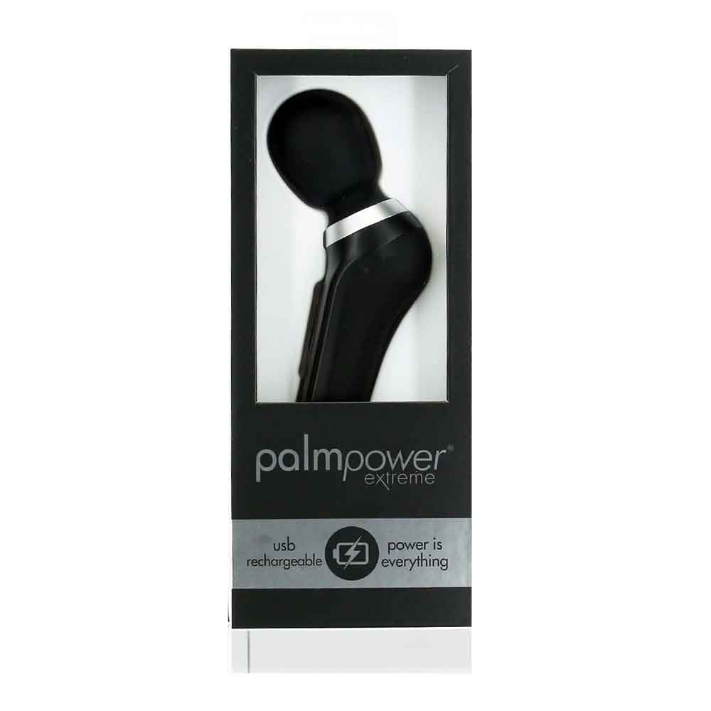 PalmPower Extreme Rechargeable Wand – Black, Ergonomic Powerful Silicone Vibrator by BMS Factory