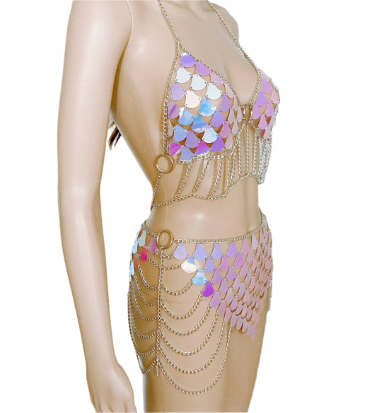 Holographic Chainmail Bikini Set