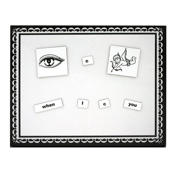 Copulus Love and Romance magnetic word game with romantic image tiles and receptor pads