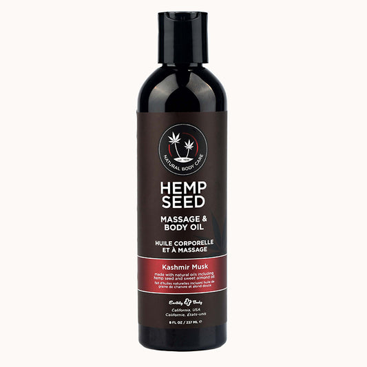 Bottle of Earthly Body Kashmir Musk Hemp Seed Massage Oil