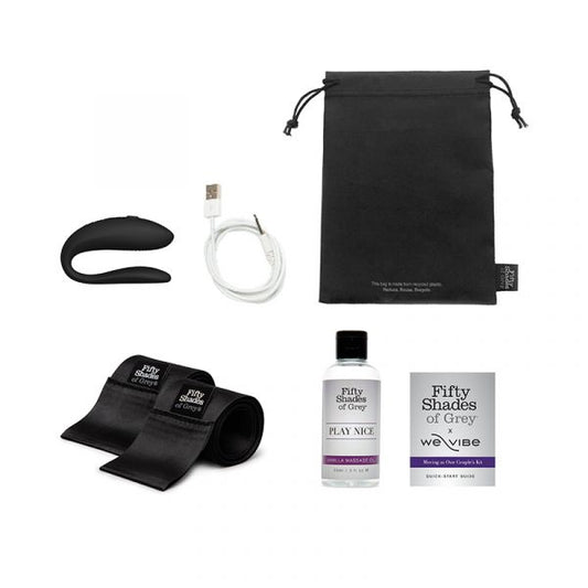Fifty Shades of Grey – Moving As One Couples Kit with We-Vibe Sync Lite, Silky Wrist Ties & Massage Oil