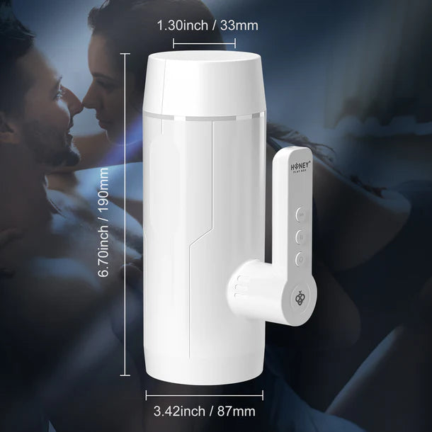 Honey Play Box Blanche Automatic Male Masturbator with thrusting and vibrating functions for advanced pleasure and stimulation