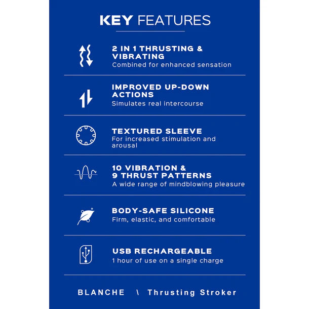 Honey Play Box Blanche Automatic Male Masturbator with thrusting and vibrating functions for advanced pleasure and stimulation