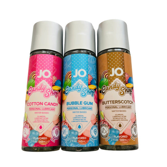 JO Candy Shop Flavored Lubricant 3-Pack – Cotton Candy, Bubble Gum & Butterscotch (3 x 2 oz)