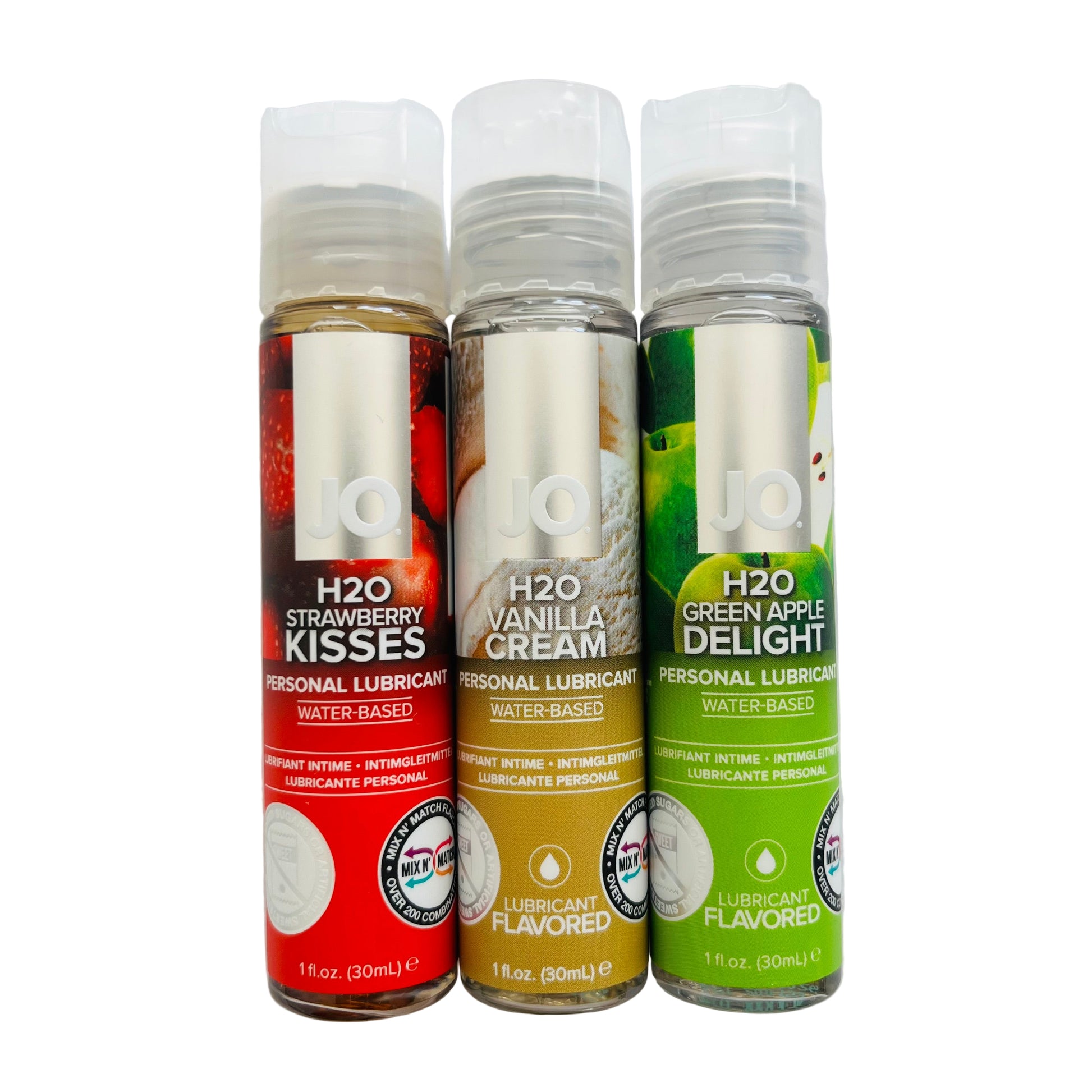 JO H2O Flavored Lube 3-Pack – Strawberry, Vanilla & Green Apple Travel Tubes