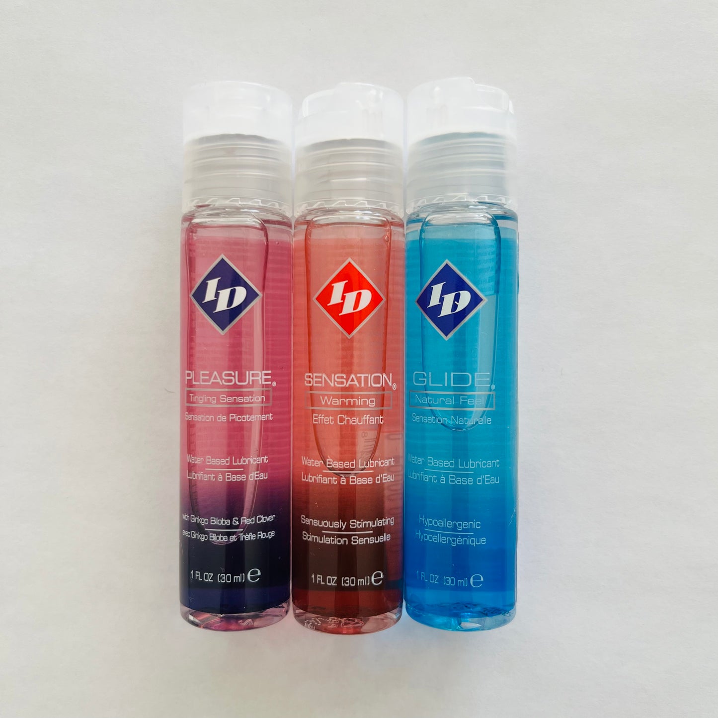 ID Water-Based Lubricants 3-Pack – Sensation, Glide & Pleasure (3 x 1 oz)