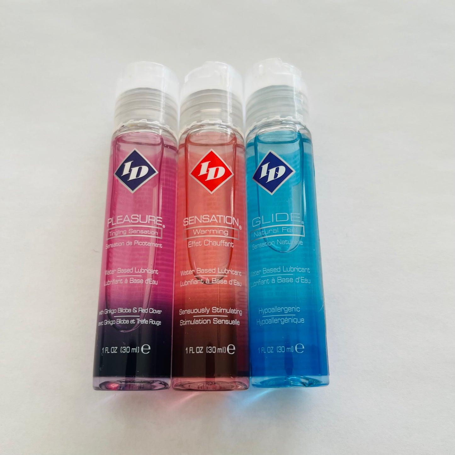 ID Water-Based Lubricants 3-Pack – Sensation, Glide & Pleasure (3 x 1 oz)