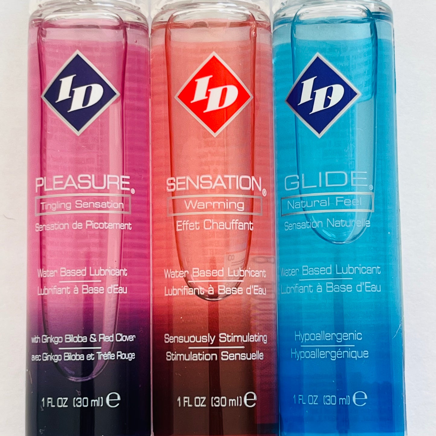 ID Water-Based Lubricants 3-Pack – Sensation, Glide & Pleasure (3 x 1 oz)