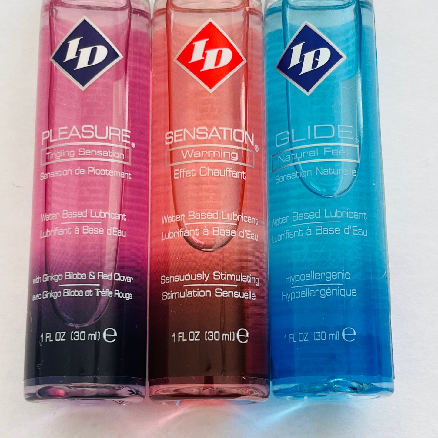 ID Water-Based Lubricants 3-Pack – Sensation, Glide & Pleasure (3 x 1 oz)