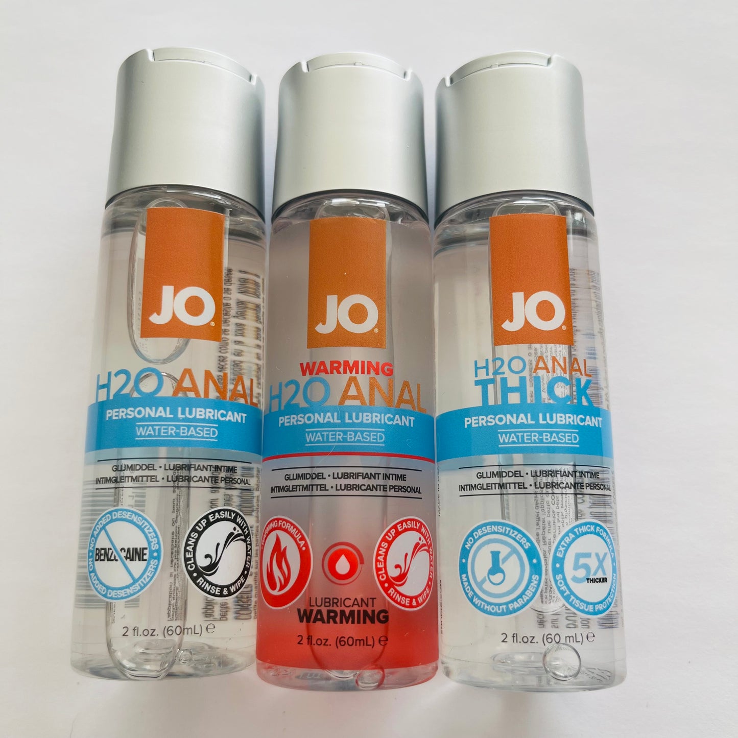 JO H2O Anal Lubricants 3-Pack – Original, Warming & Thick (3 x 2 oz)
