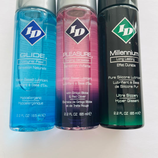 ID Lubricants 3-Pack – Glide, Pleasure & Millennium Travel Set (3 x 2.2 oz)
