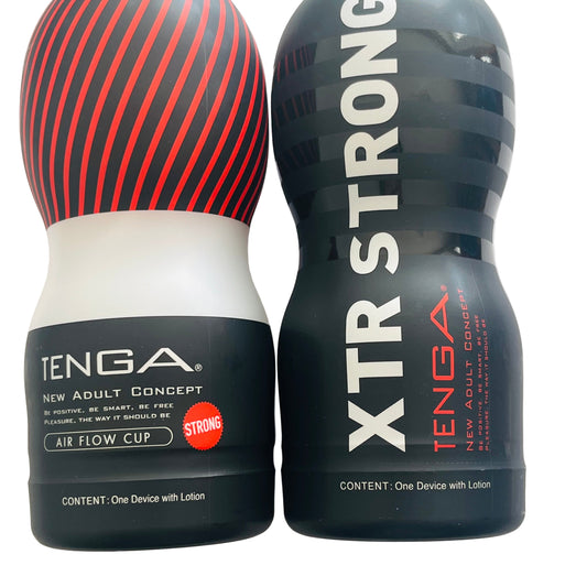 Two adult product containers side by side on a plain background