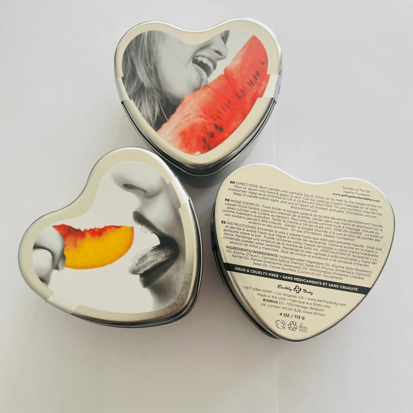 3-Pack Edible Massage Candle Set – Pineapple, Peach & Watermelon | Earthly Body