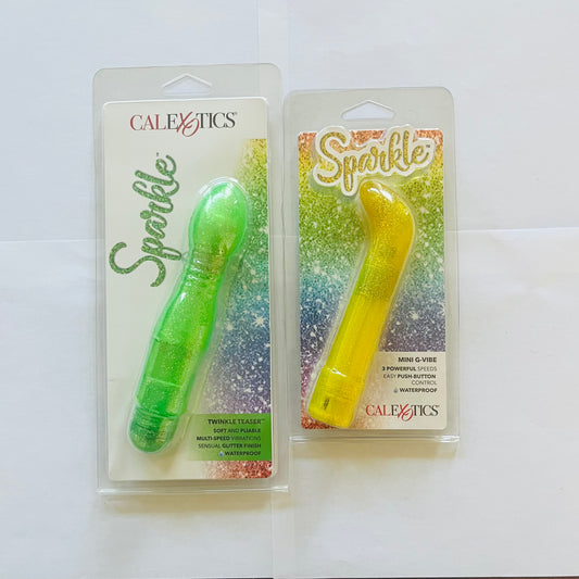 CalExotics Twinkle Teaser (Green) & Mini G Vibe (Yellow) – Waterproof Colorful Vibrator Bundle for Beginners