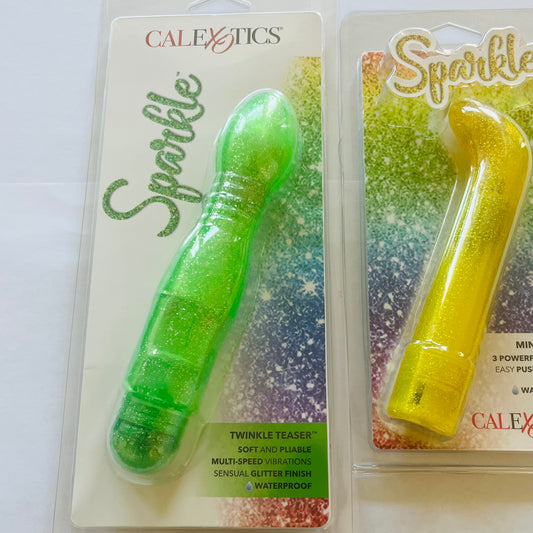 CalExotics Twinkle Teaser (Green) & Mini G Vibe (Yellow) – Waterproof Colorful Vibrator Bundle for Beginners