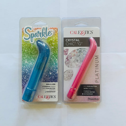 CalExotics Sparkle Mini G Vibe (Blue) & Crystal Chic "G" Vibe (Red) – Waterproof G-Spot Vibrator Bundle