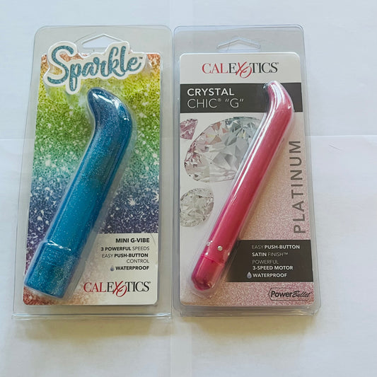 CalExotics Sparkle Mini G Vibe (Blue) & Crystal Chic "G" Vibe (Red) – Waterproof G-Spot Vibrator Bundle