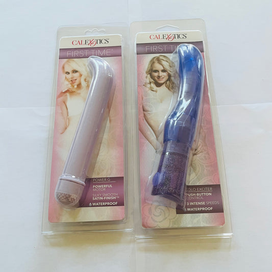 CalExotics First Time Power G Vibe and Solo Exciter Vibe Bundle – Purple, Waterproof Beginner Vibrators