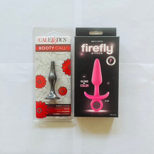 Bundle:CalExotics Booty Call Booty Starter Plug Black & NS Firefly Prince Small Plug Pink