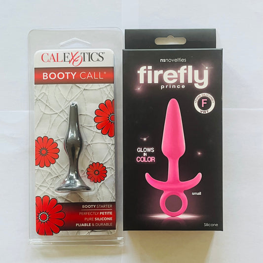 Bundle:CalExotics Booty Call Booty Starter Plug Black & NS Firefly Prince Small Plug Pink