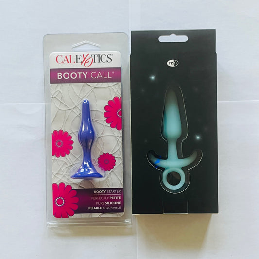 Bundle:CalExotics Booty Call Booty Starter Plug Black & NS Firefly Prince Small Plug Blue
