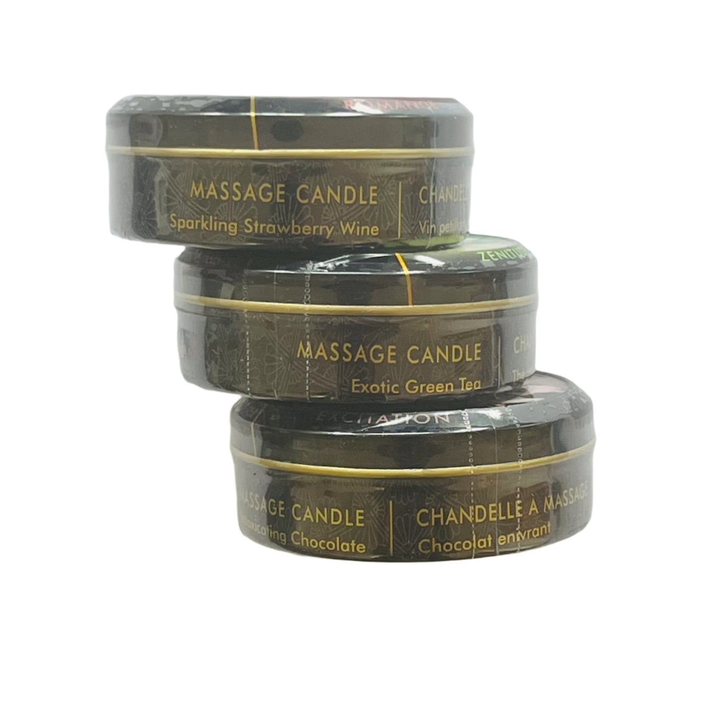 3-Pack Shunga Massage Candle Set – Strawberry Wine, Green Tea & Chocolate