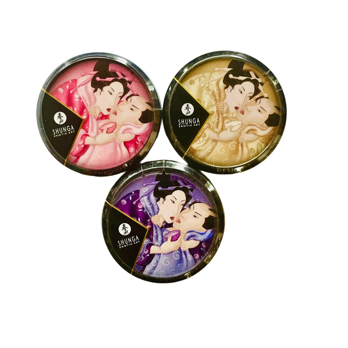 3-Pack Shunga Massage Candle Set – Rose, Vanilla & Fruits Scents
