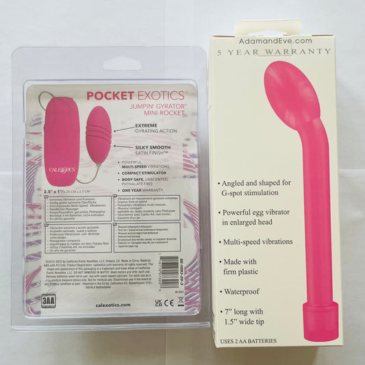 Adam & Eve G-Gasm Delight and CalExotics Jumpin Gyrator Mini Rocket Vibe Bundle – Waterproof Discreet Vibrators