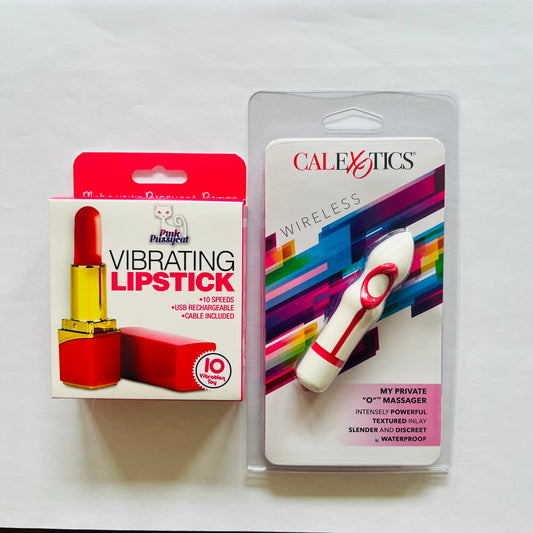 Bundle:CalExotics My Private O  & Pink Pussycat Rechargeable Lipstick Vibvator Red