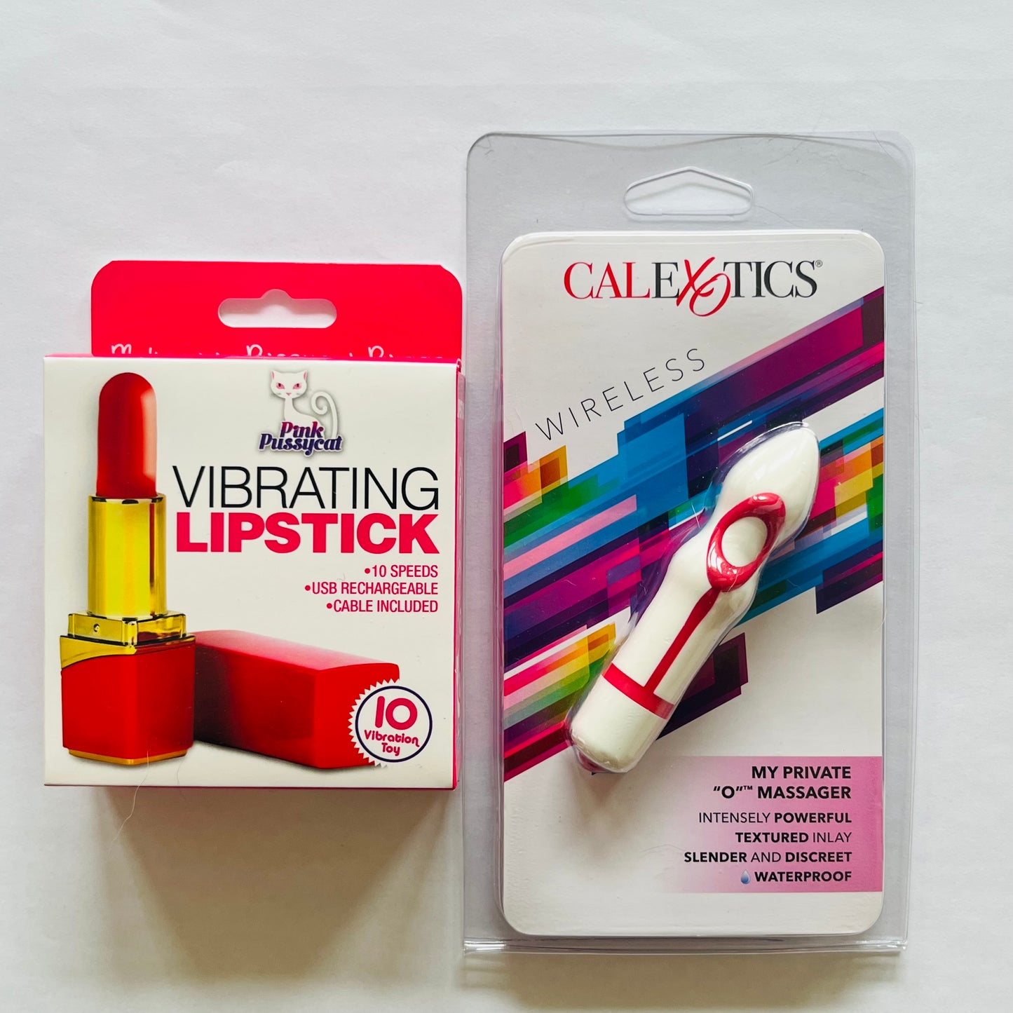 Bundle:CalExotics My Private O & Pink Pussycat Rechargeable Lipstick Vibvator Red