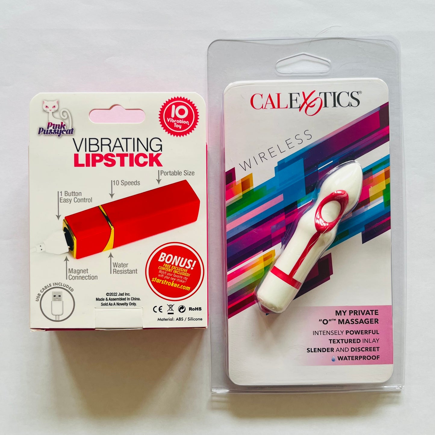 Bundle:CalExotics My Private O & Pink Pussycat Rechargeable Lipstick Vibvator Red