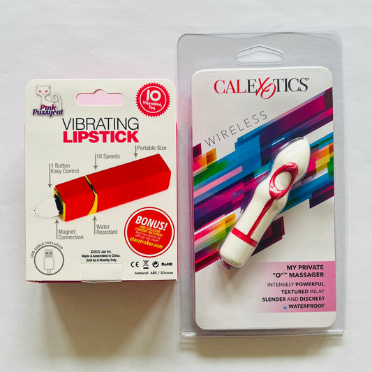 Bundle:CalExotics My Private O  & Pink Pussycat Rechargeable Lipstick Vibvator Red