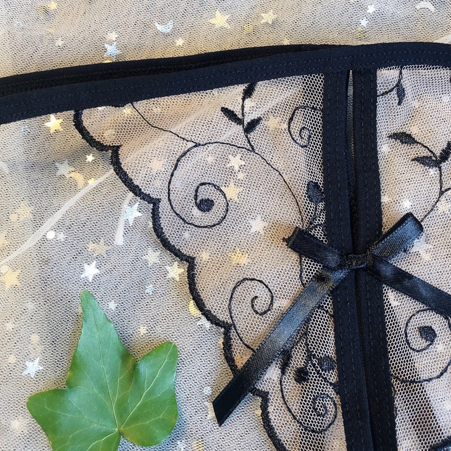 Sheer Embroidered Open Cup Lingerie Set