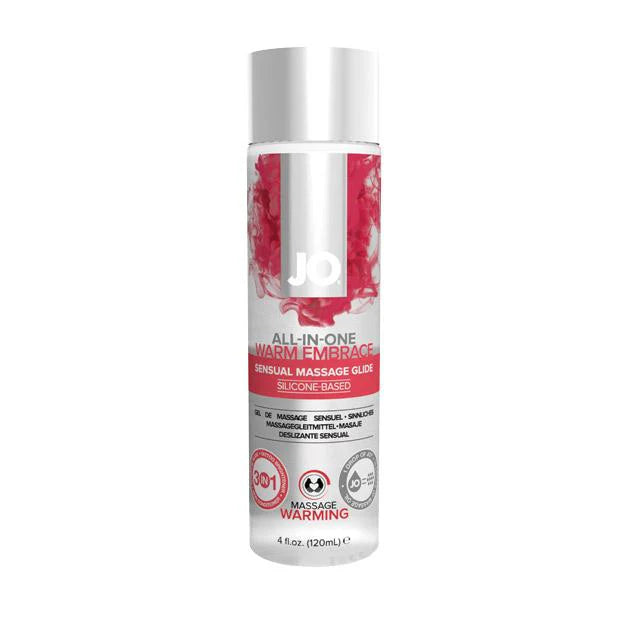 JO All-In-One Warm Embrace Massage Glide – 1 oz / 4 oz
