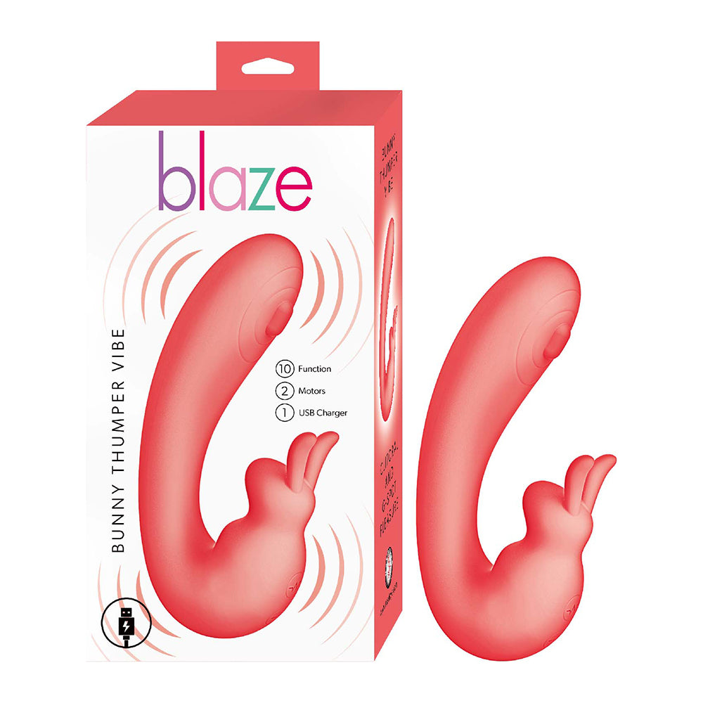 Nasstoys Blaze Bunny Thumper Vibe – Coral, Dual Motor Rabbit Vibrator with Thumper Pad